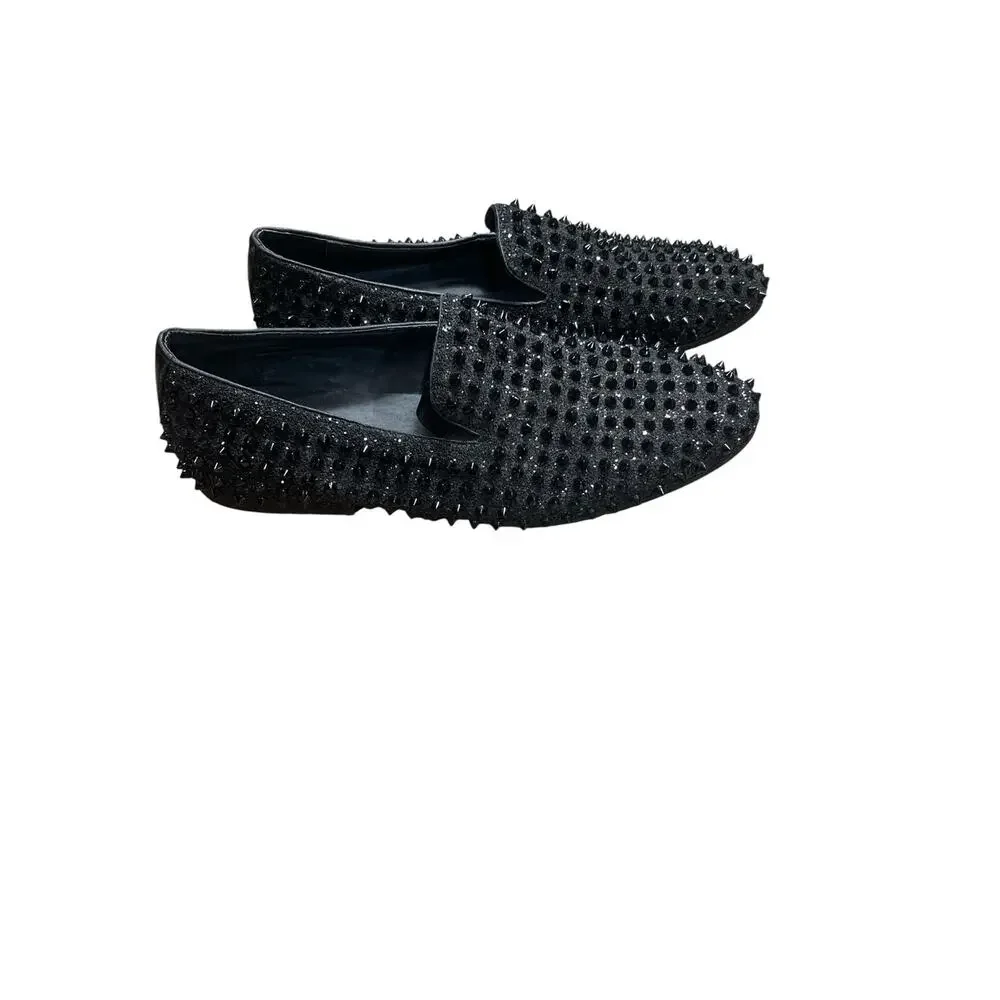 Jump New York Luxor Loafers-Men Sz 12-Glitter Pointed Black Spikes